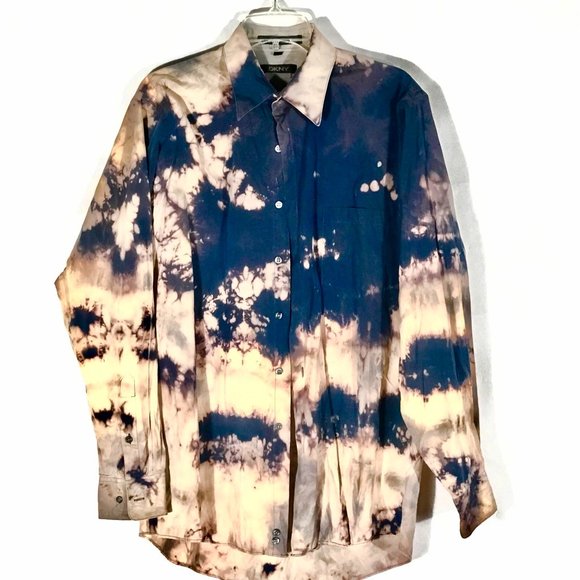Dkny Other - DKNY Custom Shirt Tie Dye Blue Size 2xl